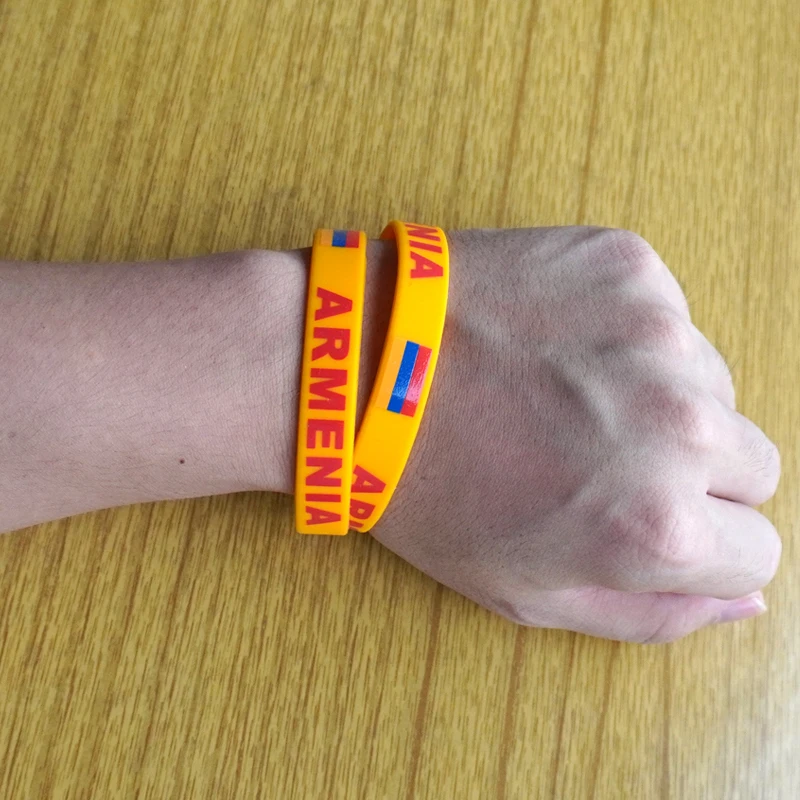 سوار معصم رياضي من السيليكون مع علم مخصص ، سوار ، شريط مطاطي ، علم وطني ، إكسسوار أزياء تذكارية ، 2 * *