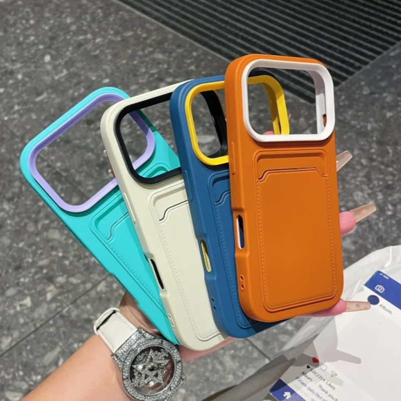 فاخر سيليكون فتحة للبطاقات محفظة جراب هاتف آيفون 17 الهواء 16 15 14 13 12 11 برو ماكس للصدمات ماتي الجلد ودية غطاء ناعم #1