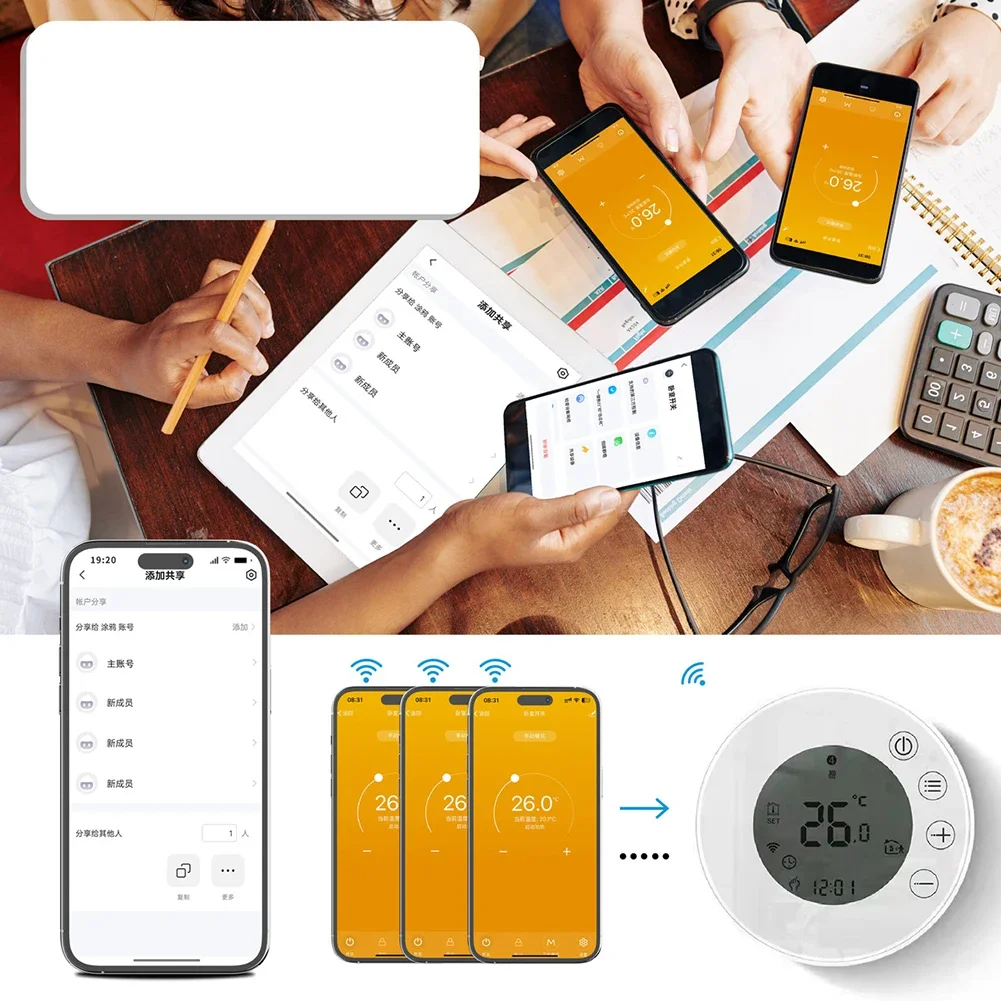 Remote Controlled WiFi Thermostat with Touchscreen for Easy Temperature Adjustment and Multi mode Heating Options