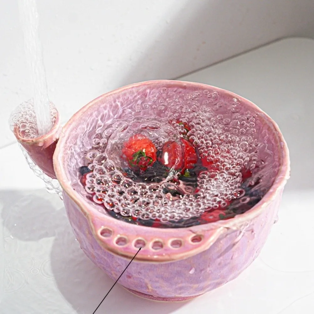 Automatic Vortex Fruit Washing Bowl Large Capacity Integrated Drainage Hole Self-Rotating Fruit Cleaner Central Flow Guide