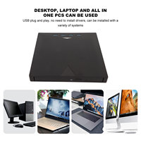 External Optical Drive Portable 7 in 1 CD DVD Player Storage Card Reader USB3.0 High Speed Data Type C for Laptop