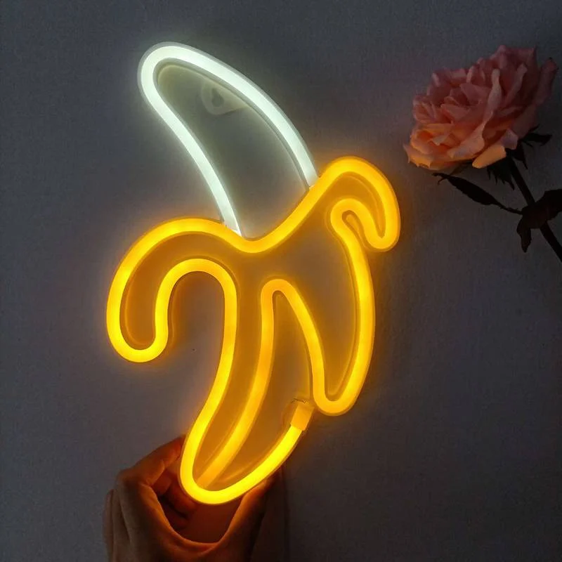 Banana Led Neon Light Wall Art Sign Neon Sign Night Light for Bedroom Birthday Party Wall Decor Hanging USB LED Lamp