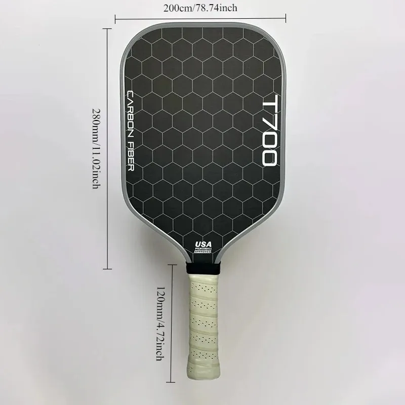 Pickleball-Schläger aus Carbonfaser T700 mit Polymer-Wabenkern und Carbon-Reibungsoberfläche für verbesserte Kraft, Rotation und Kontrolle, 16 mm – Detail 5