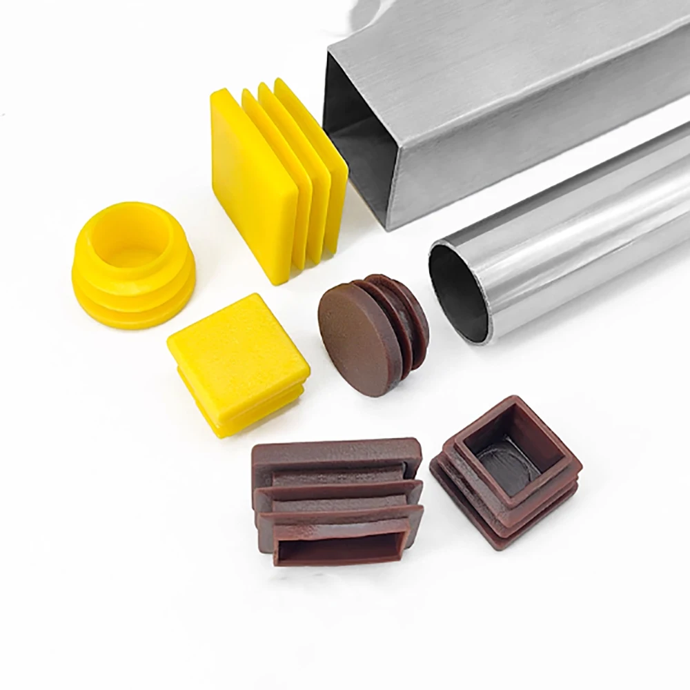 

Brown/Yellow Furniture Table Foot Chair Leg Cushion Protective Cover Square/Round PP Plastic Pipe Plug Protective End Cover