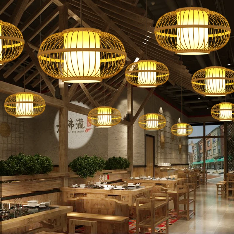 المنسوجة فانوس الثريا مطعم صيني الخيزران الفن الإضاءة مخزن التجاري الإقامة المنزلية غرفة الشاي الإضاءة اليابانية