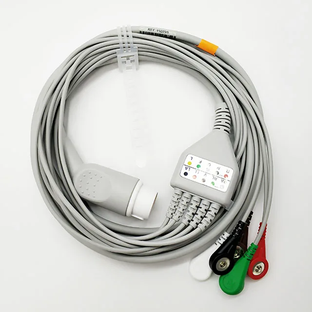 5 Leadwires 8 Pin Snap AHA Connector ECG Cables
