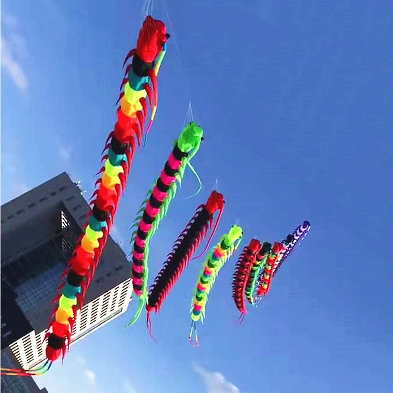 

free shipping 12m centipede kite flying soft kite nylon fabric inflatable show kite pendant jellyfish kite toy sports parachute