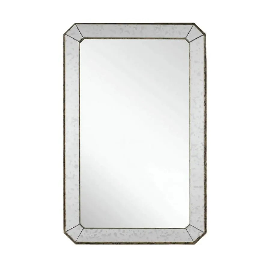 #Contemporary Hand Bathroom Antiqued Rectangular Glass Wall Mirror Bedroom Makeup Vanity Hair Salon  Barber Wood Mirror for Sale