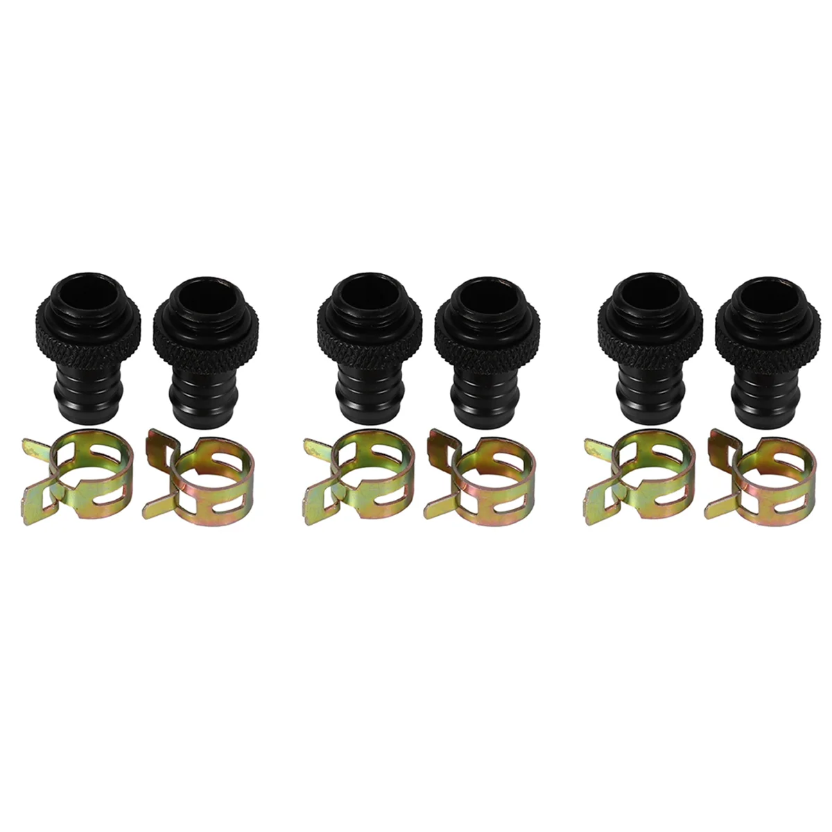 6Pcs Barb Fitting Computer Water Cooling Radiator Copper Heatsinks Cooler Clamp for 3/8 Inch Id Tubing G1/4 Chromed Del