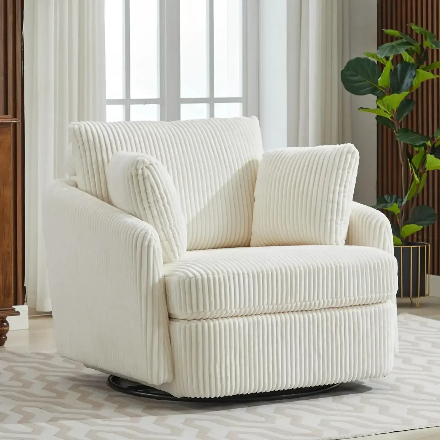 

40.6" Oversized Swivel Accent Chair Large Armchair for Living Room,Ivory