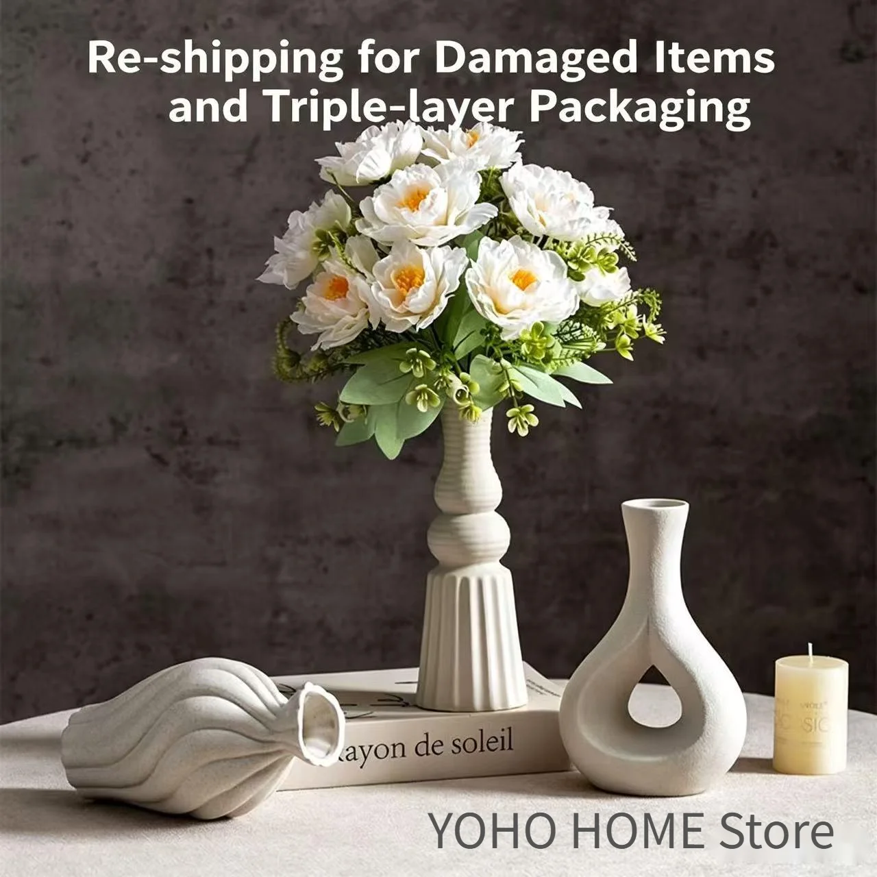 European-Style Versatile Ceramic Vase, Artificial Flower Ornament, Home Desktop Decoration, Creative Curved Wave