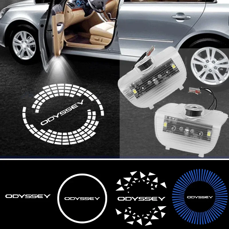 2PCS LED Car Door Welcome Lights for Honda Odyssey 2004-2018 Shadow Projector Courtesy Ghost Logo Lamp Emblem Auto Styling