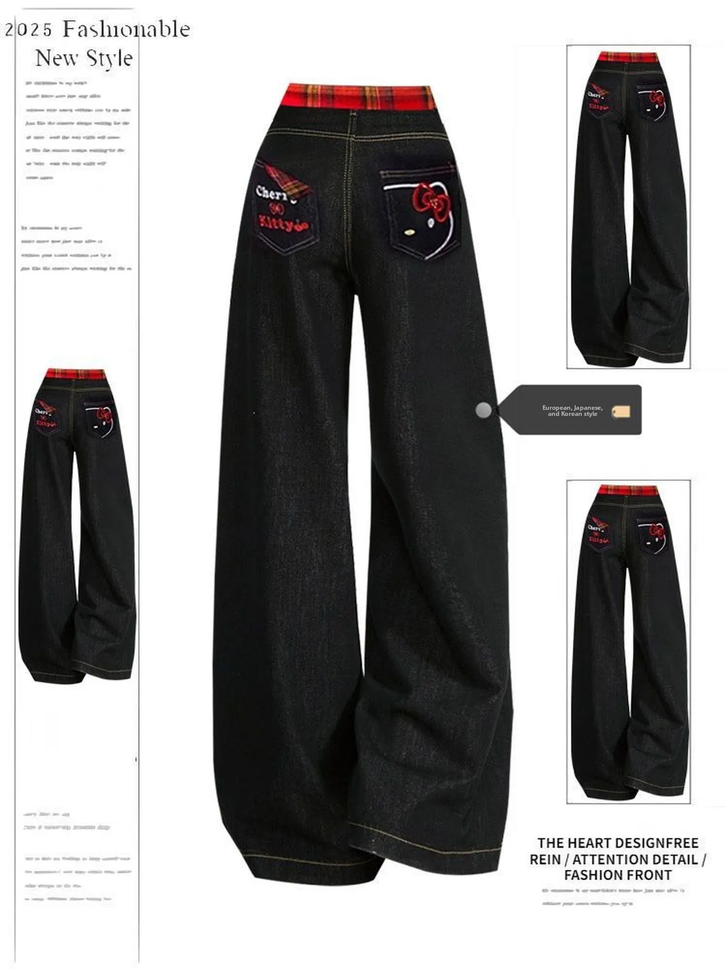 

High Waist Wide Leg Black Straight Jeans Women's plus Size Spring New Style Loose Fit Trousers Casual High Waist Denim Jeans