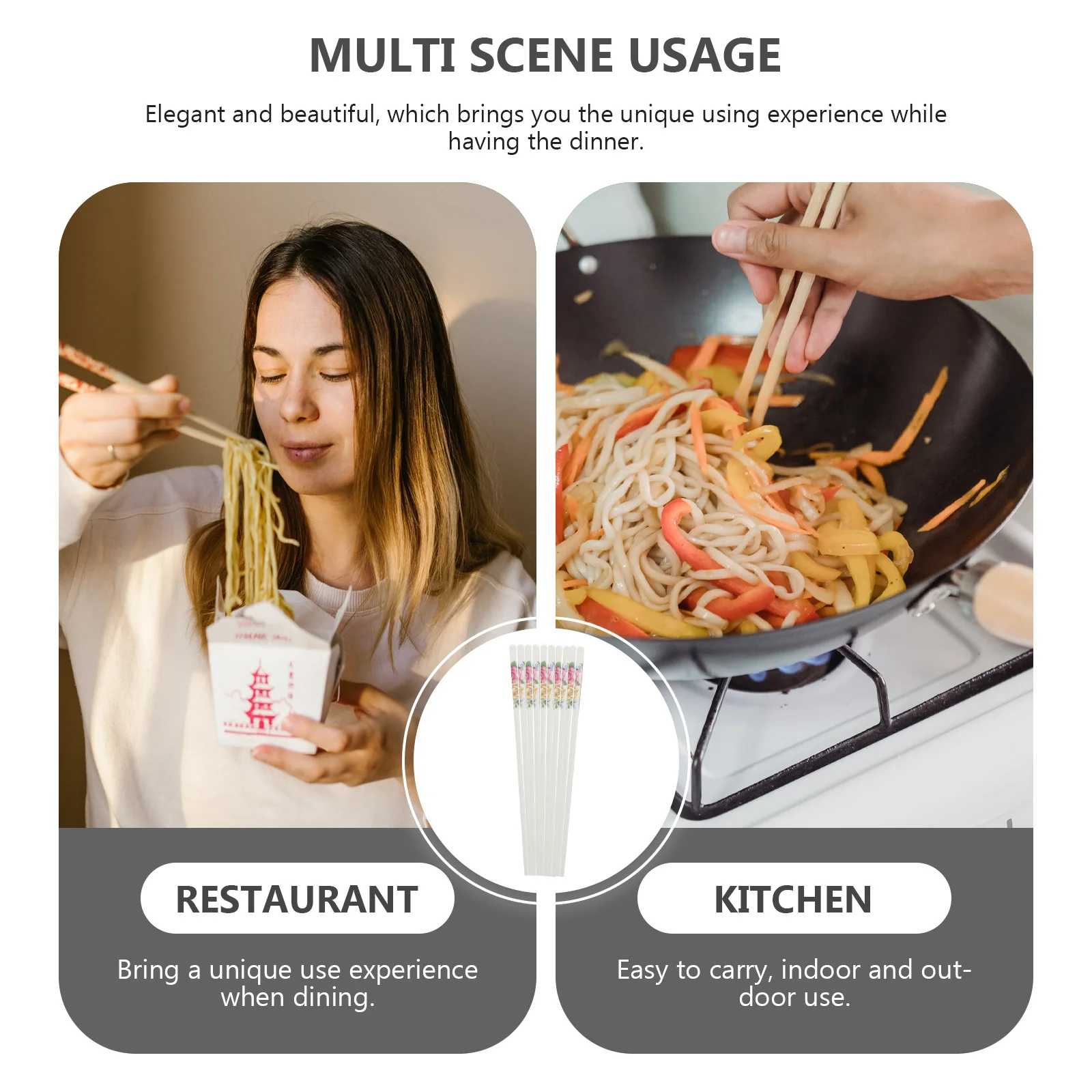 

5Pairs Ceramic Chopsticks Anti-Slip Non-Corrosive Kitchen Household Heat-Resistant Portable Reusable Chopsticks