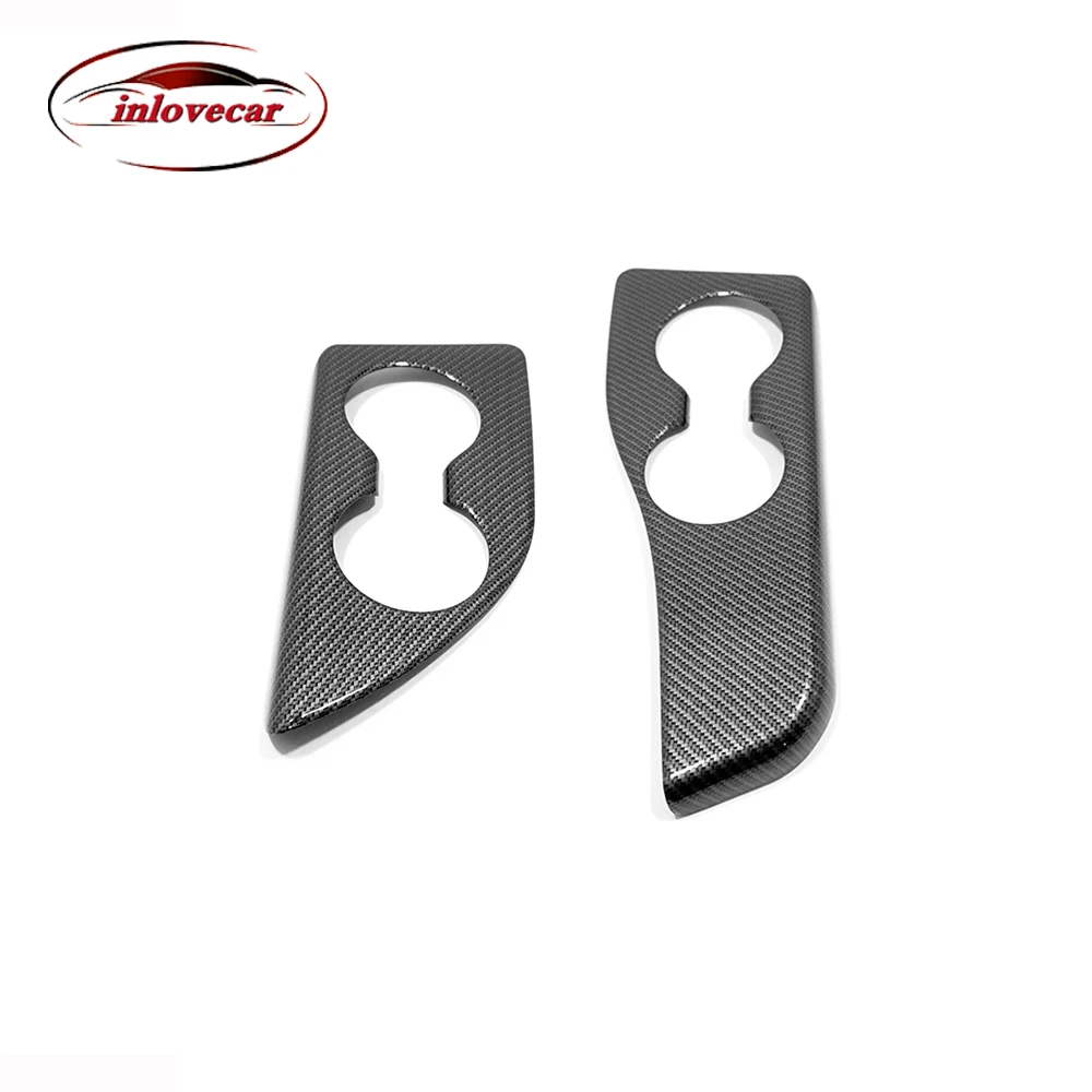 ABS Carbon/Matte For Toyota Highlander Kluger 2014-2019 Car rear water cup frame Decoration Cover Trim Accessories 2pcs