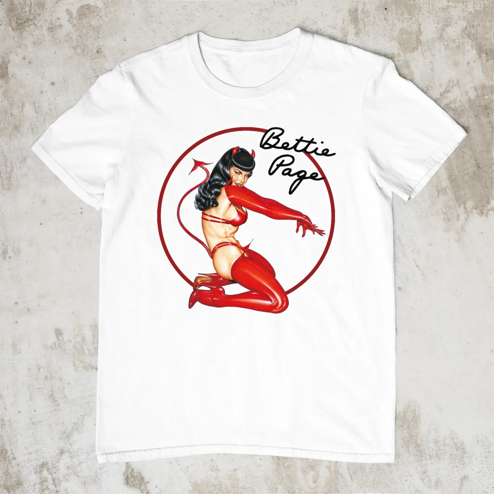 Red Devil Bettie Page Shirt Short Sleeve White S-234XL For Fans GC1251