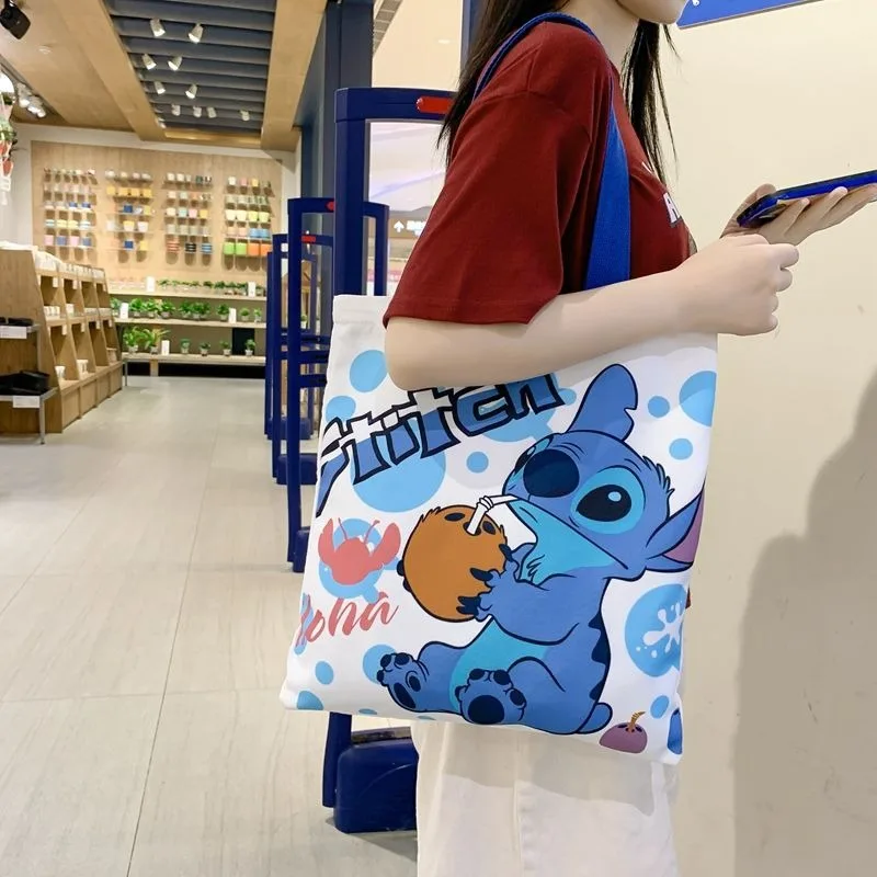 Lilo & Stitch Canvas Bag Women's New Summer Cartoon Cute Student Shoulder Canvas Bag Korean Version Ins Portable Book Bag