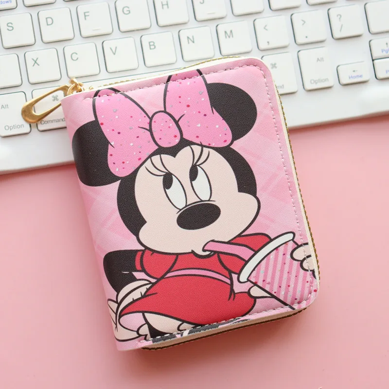 

Disney Mickey Mouse Short Wallet for Women Girls College Students Zipper Coin Purse Card Holder Cartoon Anime Design