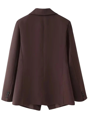 Imagen 2 del producto Moda Mujer 2024 Otoño e Invierno Nuevo Elegante Chic Slim Shape Color Sólido Manga Larga Solapa Botón Blazer Calle Tendencia Temperamento Cien Blazer Oficina Diario Commuter Chaqueta Mujer Tops