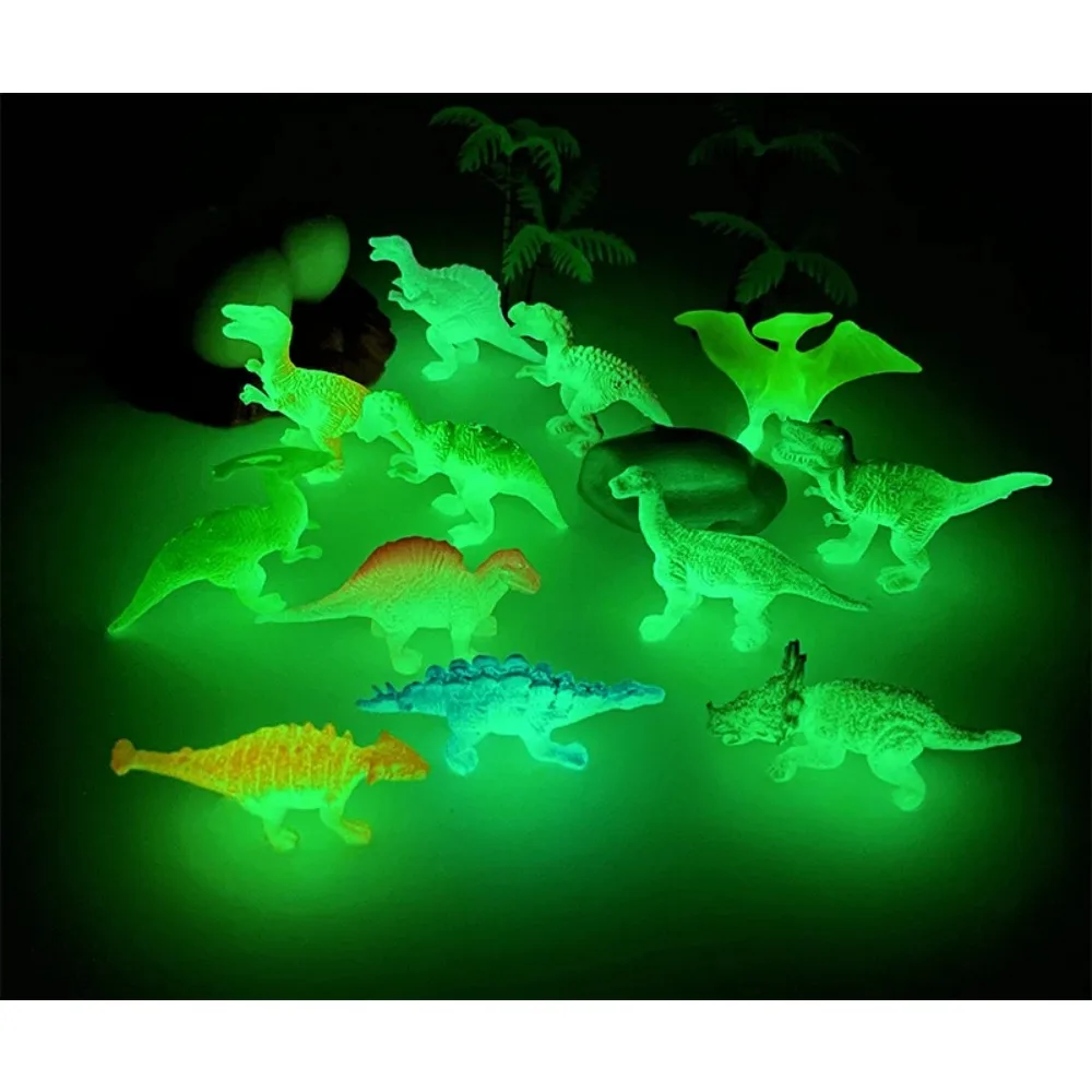 12 Teile/satz Mini Weiche Gummi Glow-in-the-dark Dinosaurier Figur Spielzeug Fluoreszierende Simulation Kleine Dinosaurier Modell Dekoration