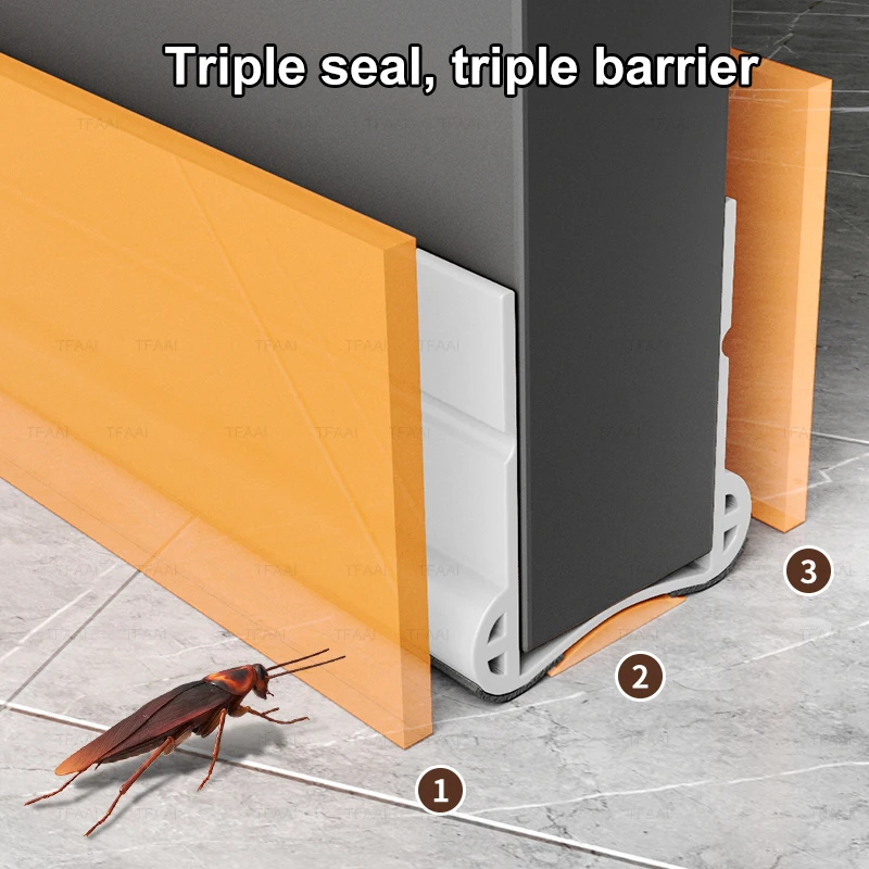 93 cm Türbodendichtungsstreifen, U-förmiger PVC-Zugluftstopper, schalldichter, winddichter Spaltfüller für Innentüren unter der Bürste