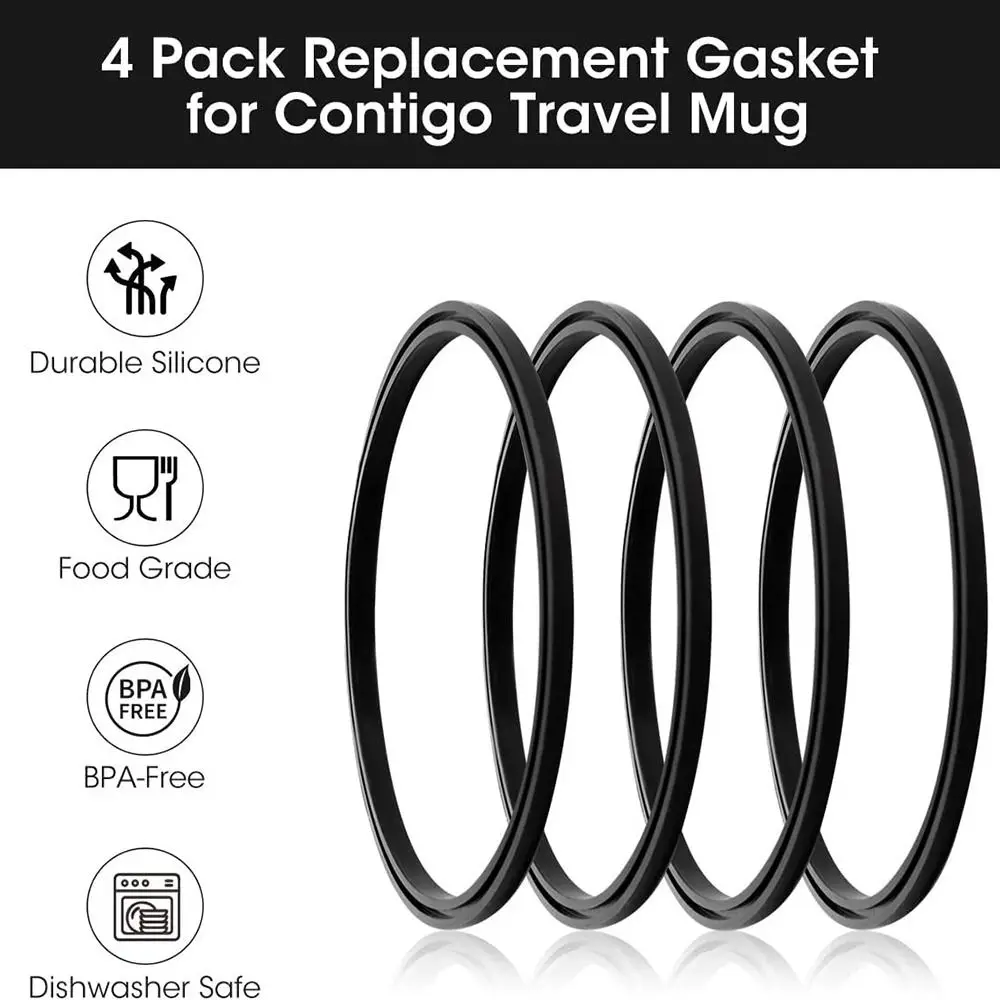 4pcs Seal Replacement for Contigo Snapseal Byron Travel Mug 16oz & 20oz, Silicone Sealing Ring(Mug not Include)