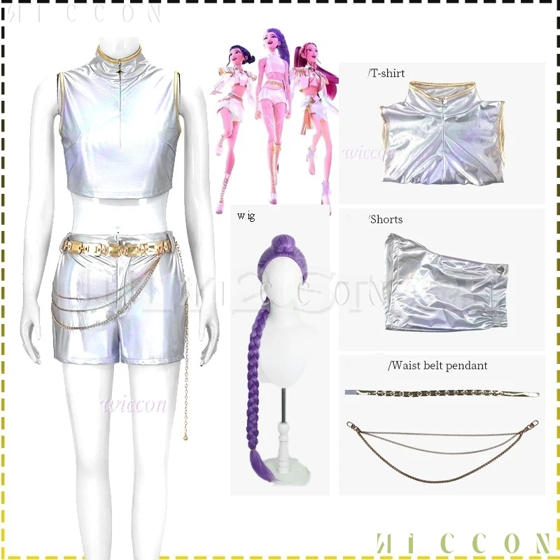 Huntrix-traje dorado para adultos y niños, disfraz de Rumi, abrigo de Anime de demonio Kpop, vestido del mismo estilo, uniforme de escenario Idol de estrella para niñas