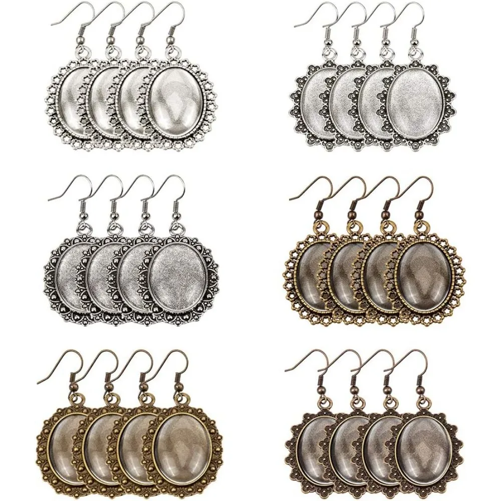 

36 комплектов, поднос для сережек, безель, 3 стиля, 36 шт., настройки кабошона для сережек, 40 шт., овальные прозрачные стеклянные кабошоны, набор для изготовления купола