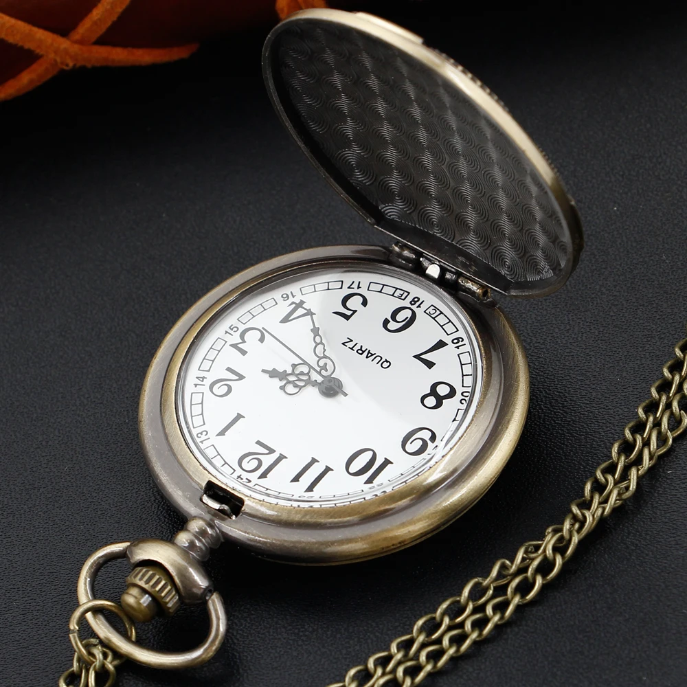 Featured Antique Cross Gear Carved Quartz Pocket Watch Steampunk Vintage Necklace Pendant Fob Chain Clock Men's Christmas Gift