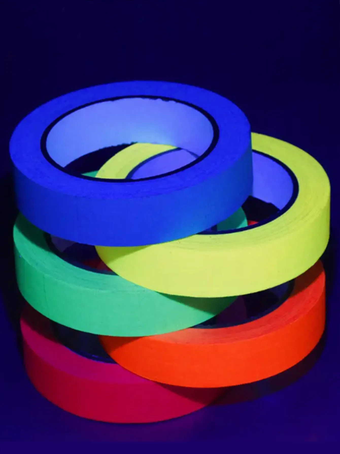 6pc UV Fluorescent Tape Neon Cloth Blacklight Reactive Glow In The Dark Tape for Home Wedding Party Decoration Staircase Warning