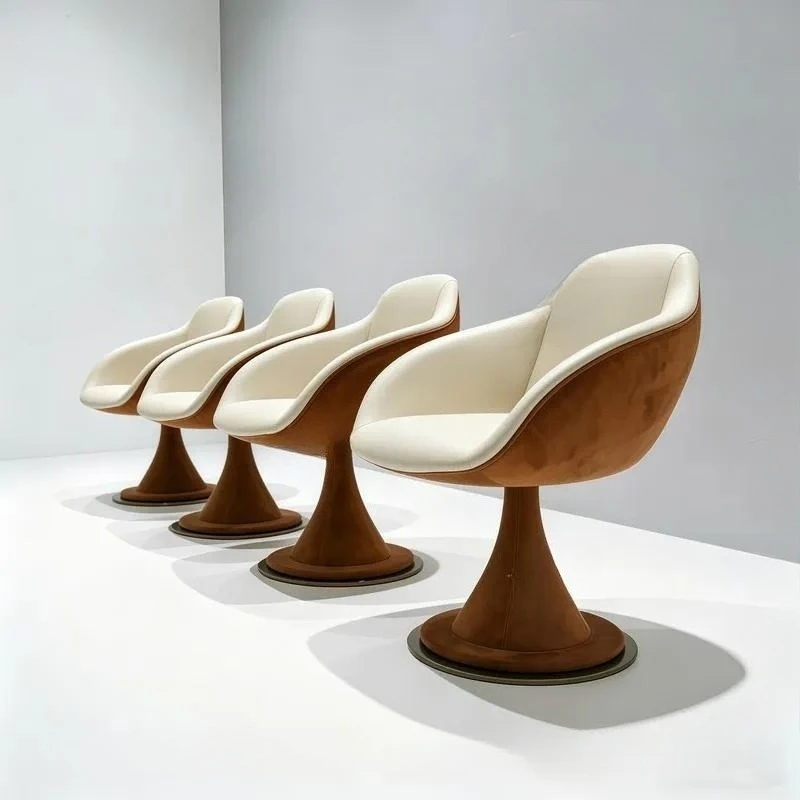 Modern Luxury Handcrafted Tulip Shaped Decorative Armchair Suede Upholstered Solid Wood Frame Lounge Chair for Home Office