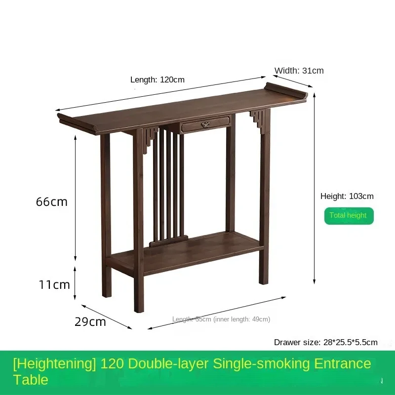 Nieuwe Chinese stijl offertafel voor de God of Wealth, bamboe en massief houten entreekast, moderne woonkamer Boeddhistische nich