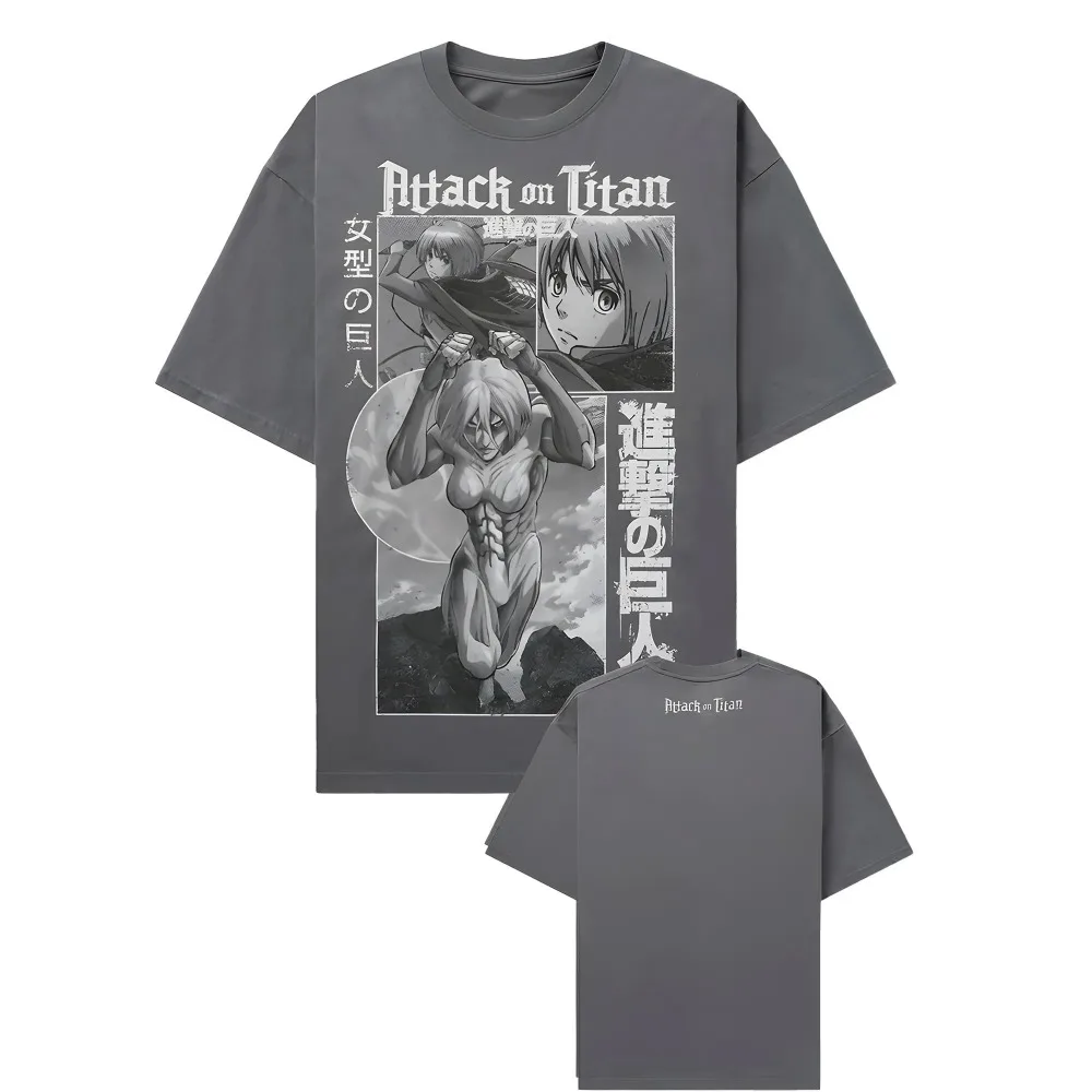 Camiseta de Ataque a los Titanes para Hombre y Mujer, Camiseta de Anime de Annie Leonhart, Camiseta de Manga Corta para Niño, Estilo Retro, Conjuntos para Padres e Hijos