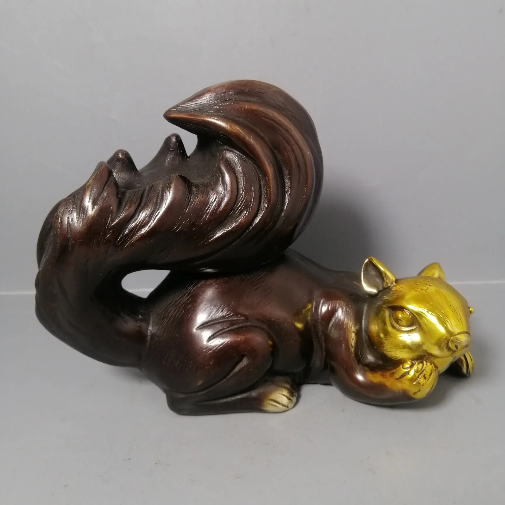 China Bronze brass Gilding Little squirrel Statue halloween Metal crafts home Decoration Small ornaments