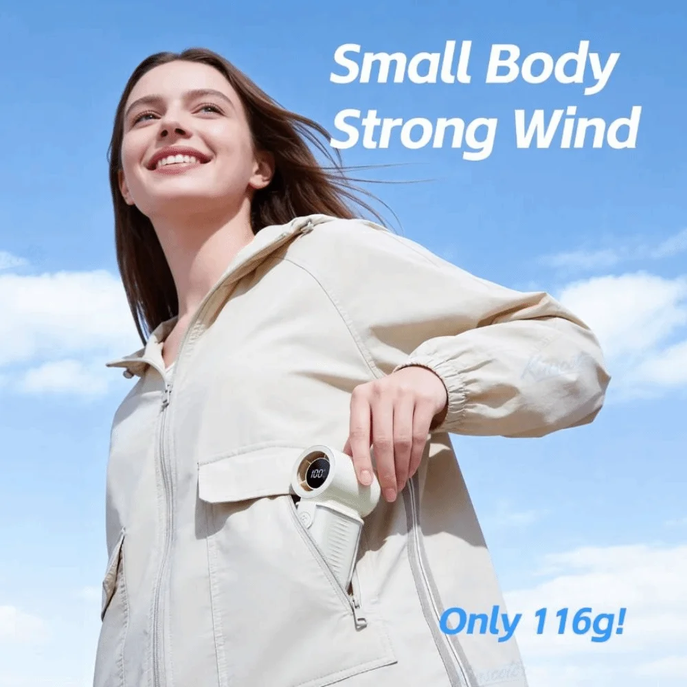 3000mAh Battery Mini Handheld Fan 5 Gear Wind LED Display Portable Pocket Fan High Speed USB Rechargeable High Speed Fan