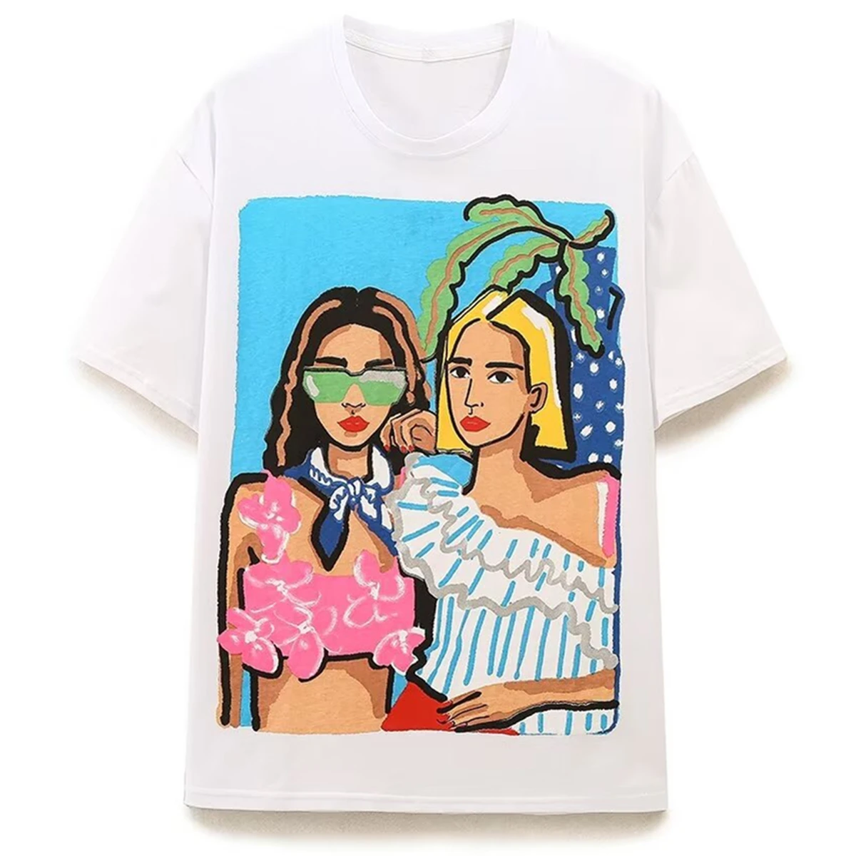 

Withered Summer Fashion Girls Printing T Shirt Women Round Neck Cotton Casual Camisetas Verano Mujer 2024 Tops
