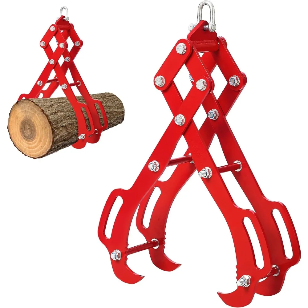 

US Shipping Log Lifting Tongs 4 Claw Log Grabber Skidding Tong Heavy Duty Solid Steel Swivel Dragging Timber Lumber Lifting