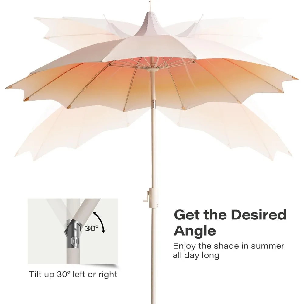 المنزل 9ft معبد مظلة فناء في الهواء الطلق شكل البتلة المظلة فناء الجدول مظلة بركة السوق مظلة مع 360 ° دوران #3