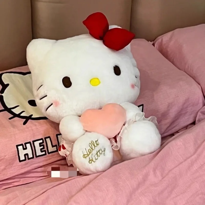 Miniso Sanrio Genuine Kitty Cat Doll Plush Doll Hello Kitty Cute Doll Room Decoration Ornament Birthday Gift For Girlfriends