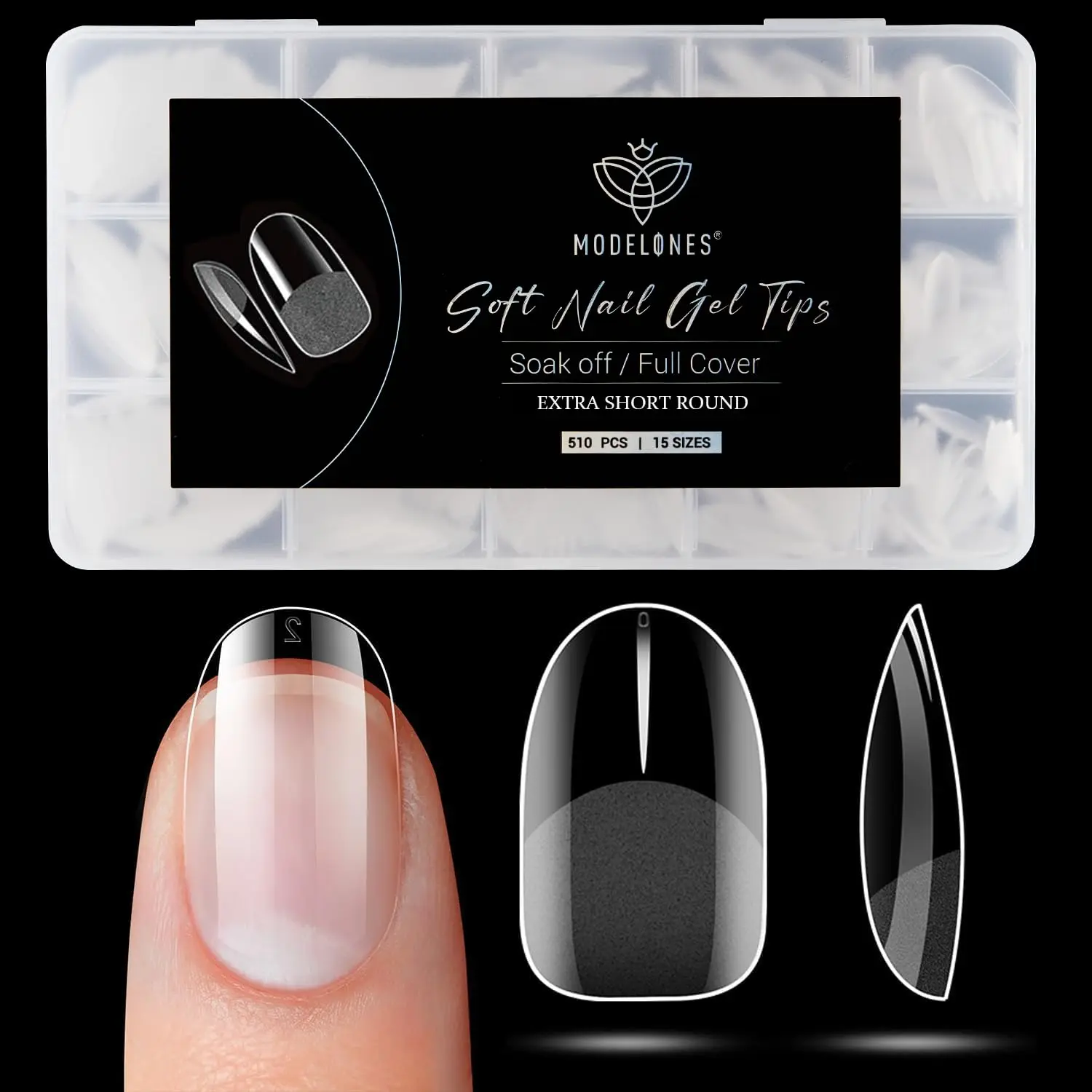 

Modelones Extra Short Oval Round Nail Tips - 510Pcs Soft Fake Nails Tips Gel Pre-shaped Half Matte Full Cover No Filed