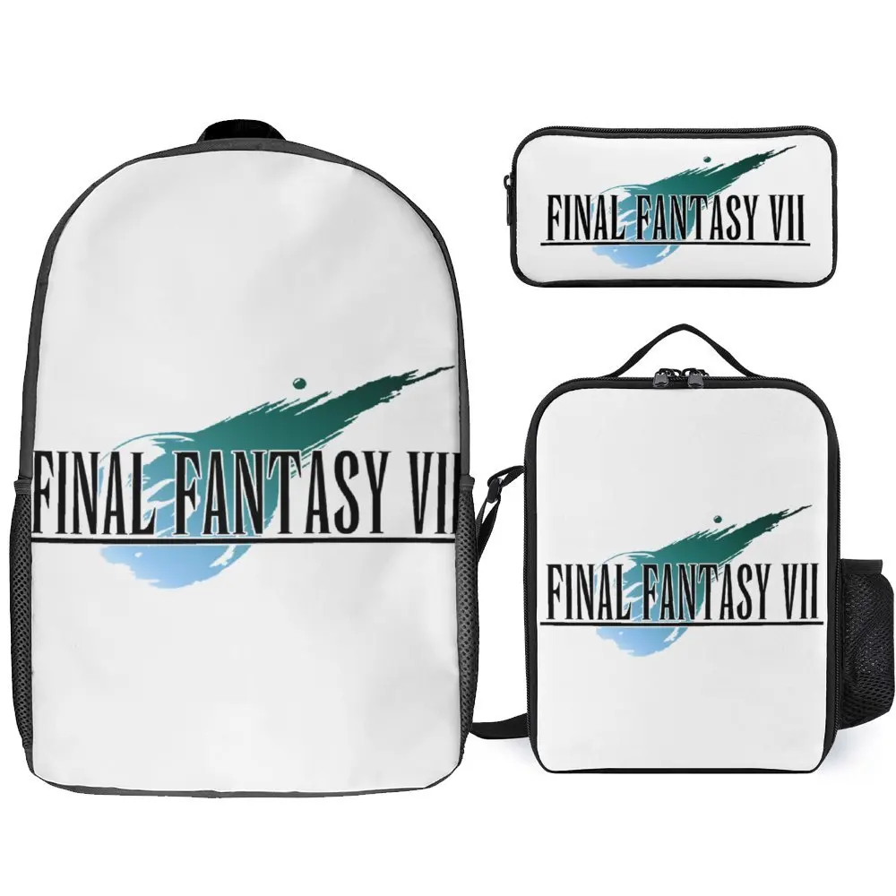 

Final Fantasy VII Pullover Hoodie For Sale 3 in 1 Set 17 Inch Backpack Lunch Bag Pen Bag Firm Blanket Roll Snug Sports Activiti