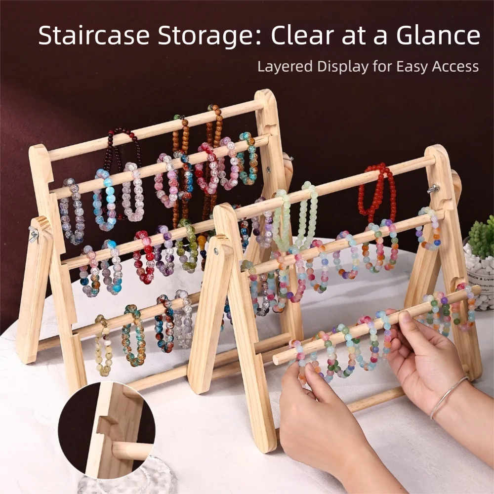 

Durable Solid Wood Bracelet Storage Rack Multi-layer Multifunctional Organizers Stand Display Rack Home Accessories