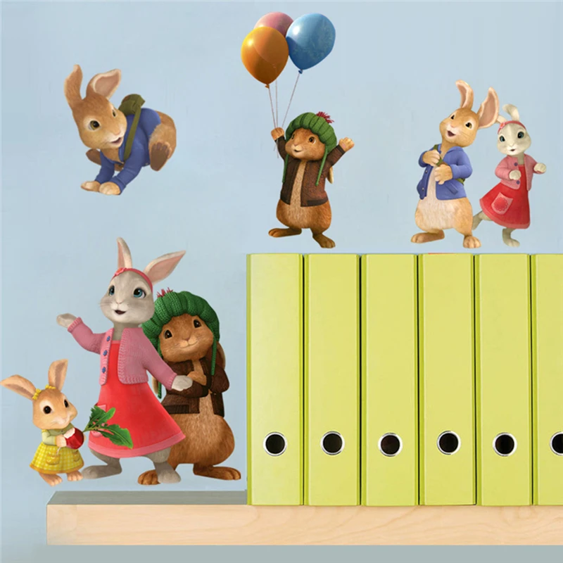

Children Story Anime Wall Decals Cute Rabbit Peter Vinyl Stickers for Home Nursery Room Decoration Kids Puzzle Animal Poster