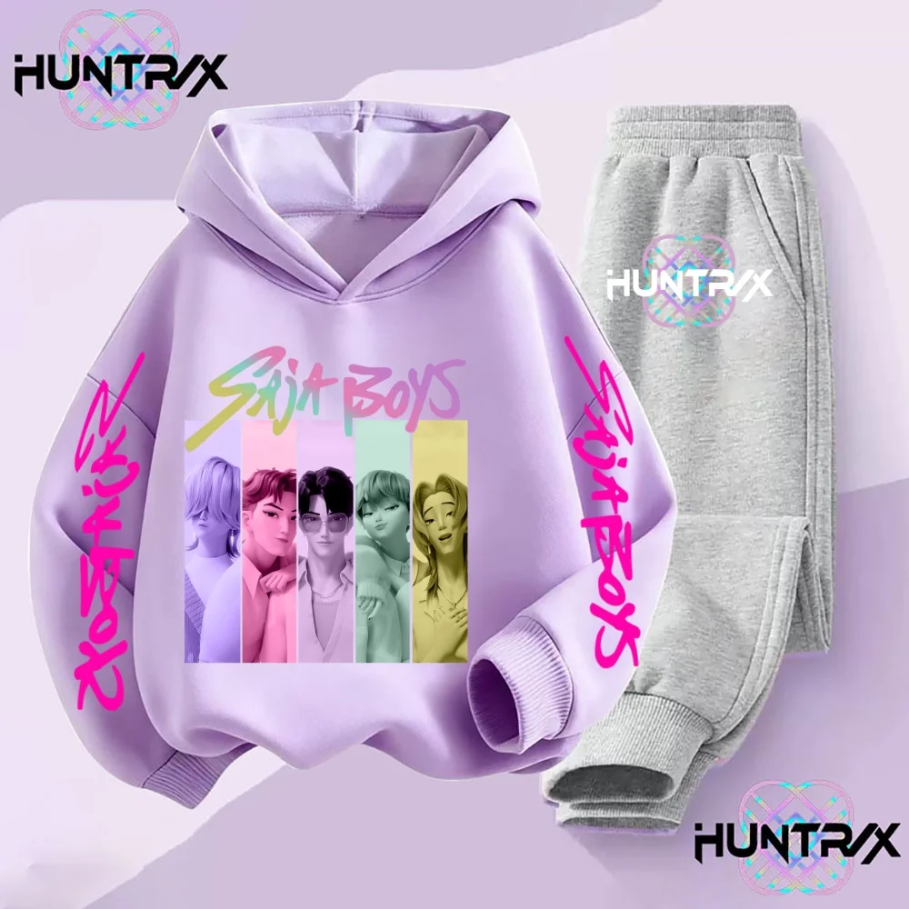 

2026 movie korean style Sets Children Hoodies Kpop Demon Hunters Pullover Sweatshirt Trucksuit Cartoon Girls Boy Kids Clothes