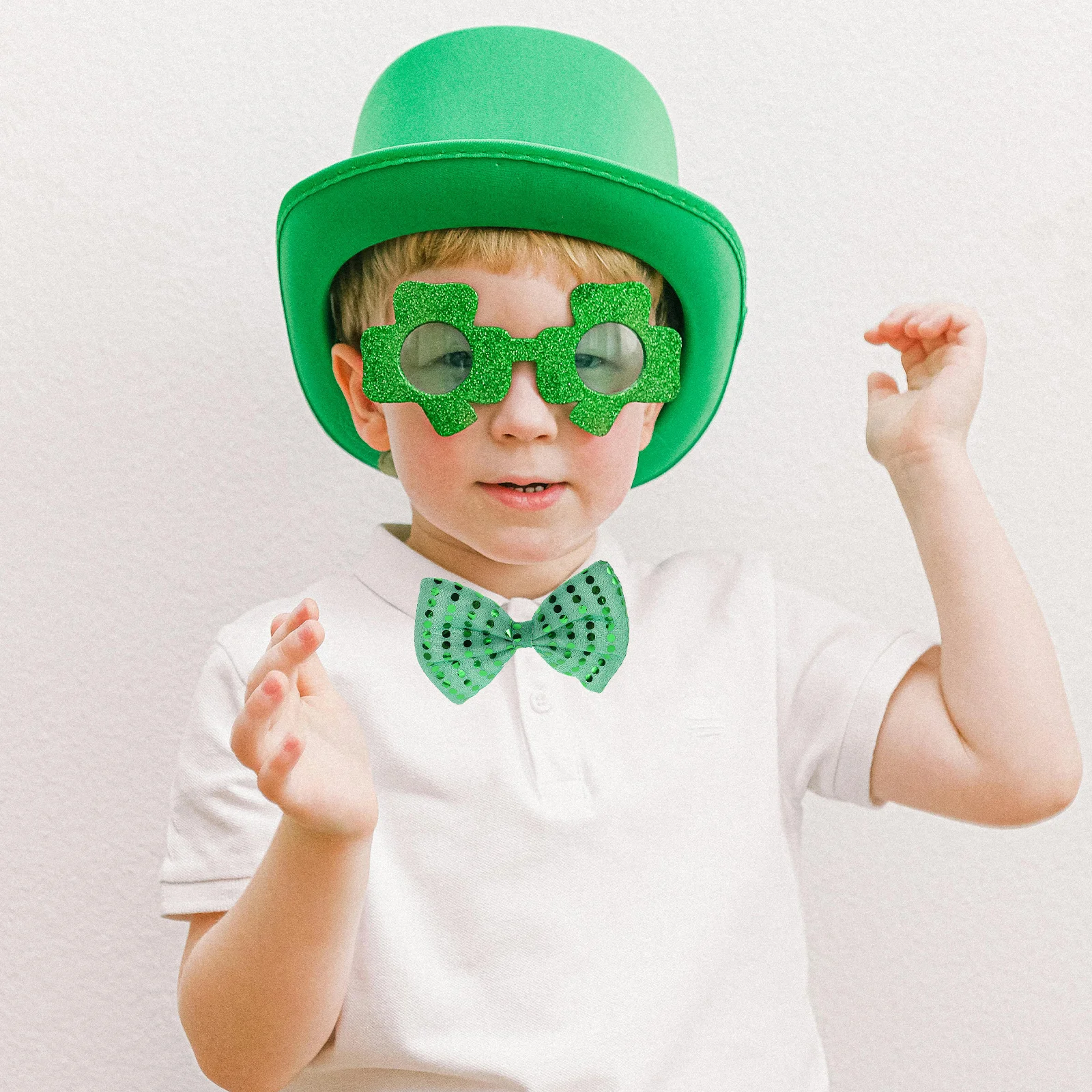 

1Set Irish Sequin Tie Bow Tie Set Large Green Bowtie St Patricks Day Party Carnival Fancy Dress Accessories Bowtie for Carnival