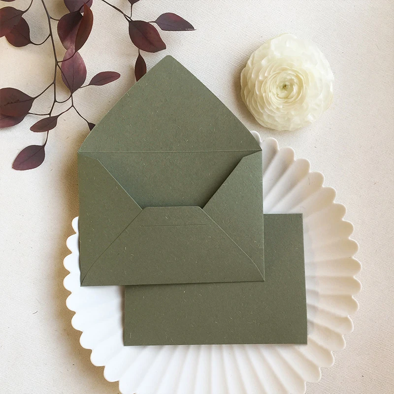 Vintage Green Envelope Gift Envelope for Invitations land paper Gift Card Window Envelope Wedding Letter Set Mailer Stationery