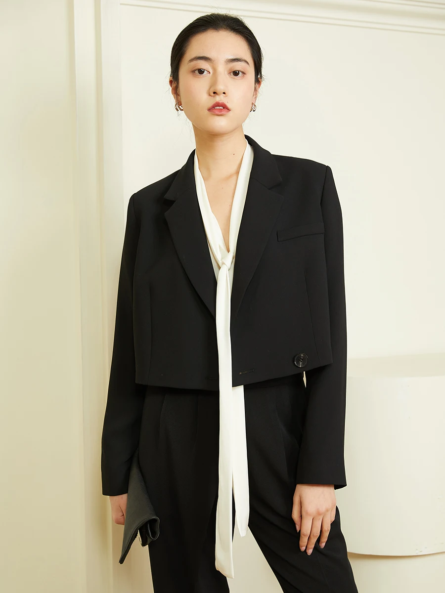 

Женская куртка с защитой от морщин, легкая в уходе, для весны и осени, маленький размер, модная, для повседневной носки, однотонная, с длинными рукавами