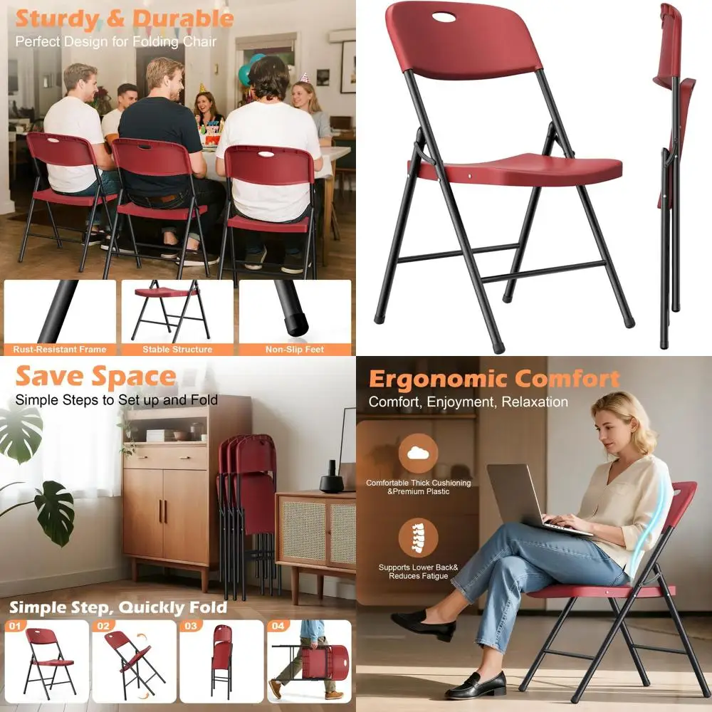 

Sturdy Stackable Plastic Chairs, 450 lbs Capacity, Comfortable for Outdoor & Indoor Use, Ideal for Weddings, Parties, Patios, Of