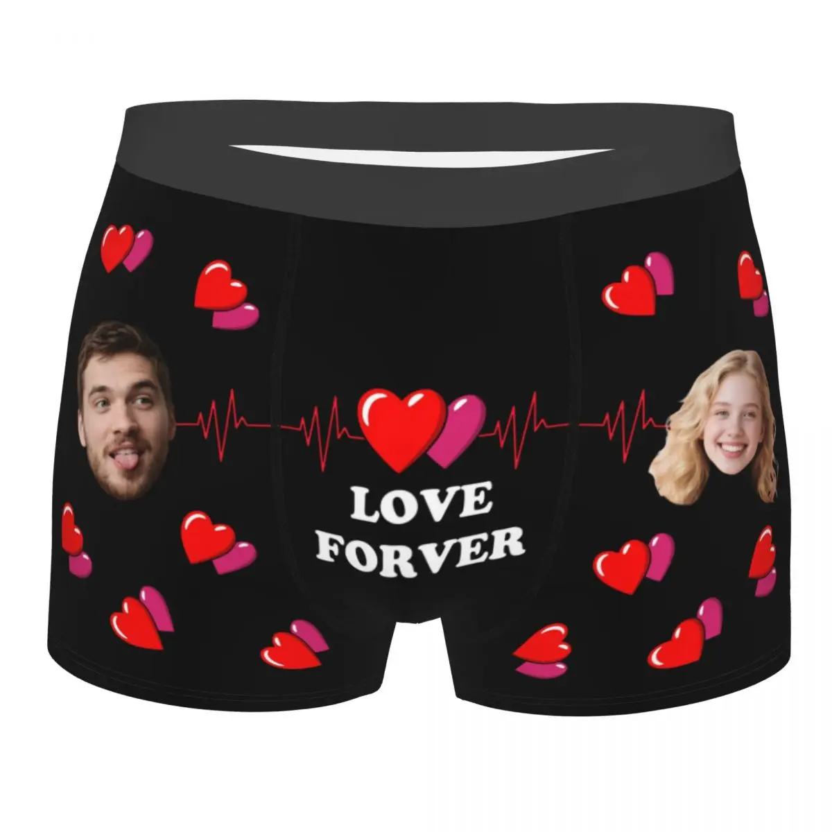 Valentine's Day Male Personalized Custom Face Photo Underwear Boxer Briefs Soft Shorts Panties Underpants For Husband Boyfriend
