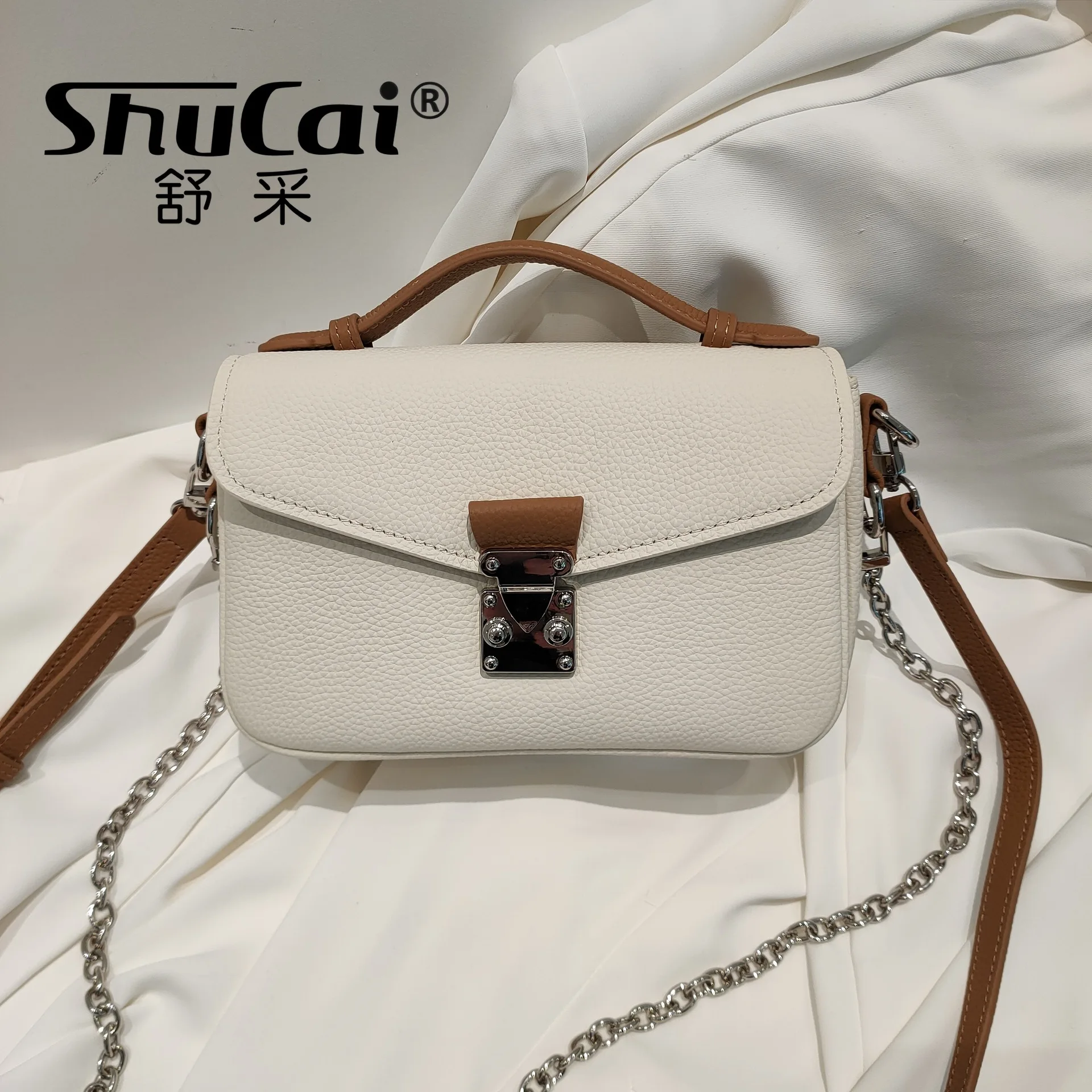 2024 new messenger bag head layer cowhide underarm single shoulder crossbody multi-compartment small bag